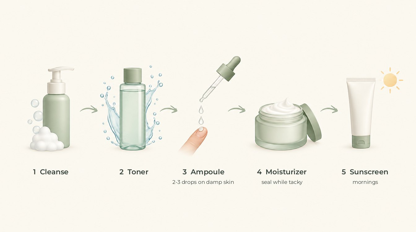 Skin flooding routine order from cleanser to moisturizer