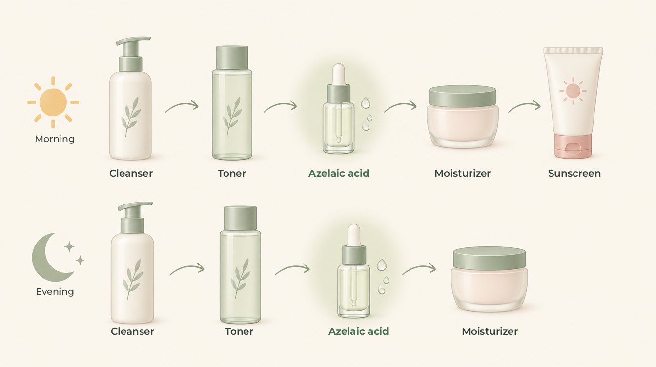 Where azelaic acid sits in a morning and evening routine