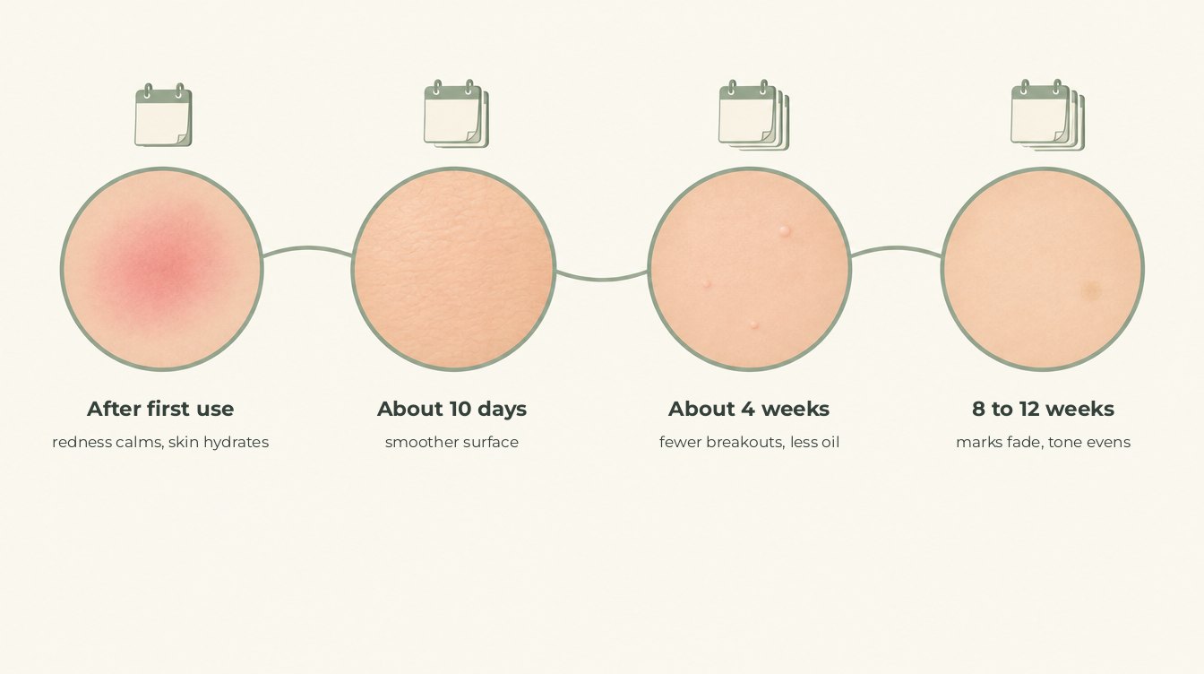 Azelaic acid results timeline from first use to three months